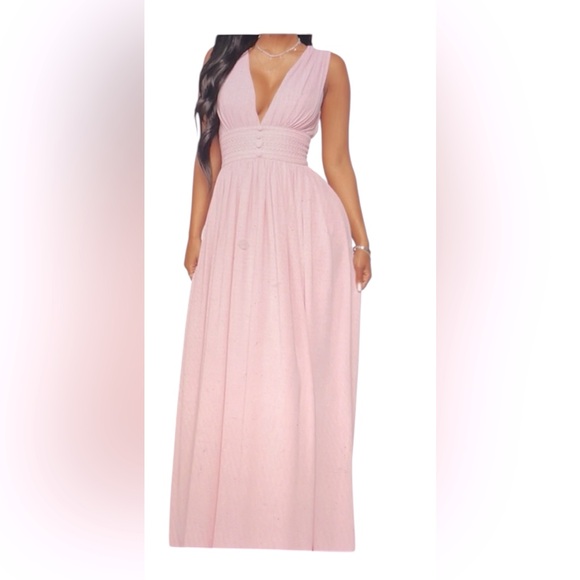 Nwt Fashion nova relentless love chiffon maxi dress Mauve color size Large - Picture 1 of 8